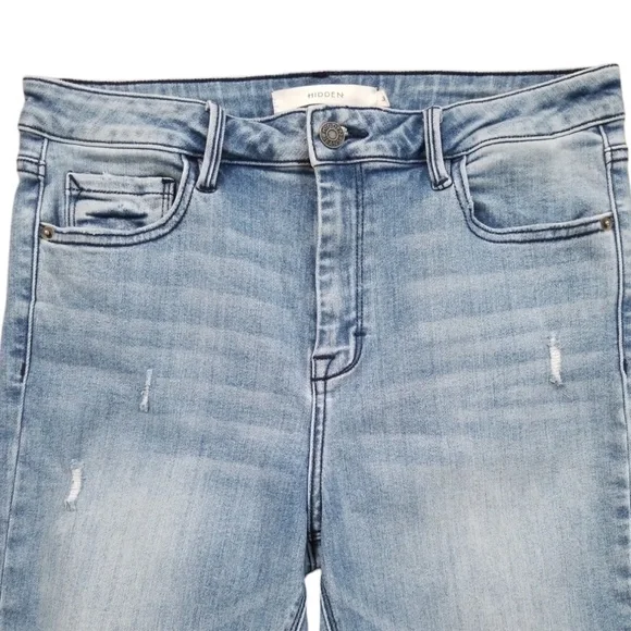 HIDDEN Women's High Rise‎ Distressed Raw Hem Ankle Crop Jeans Size 31 - Picture 3 of 14